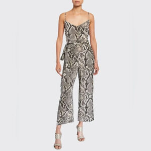 L'AGENCE Jaelyn Python-Print Silk Cami  Jumpsuit